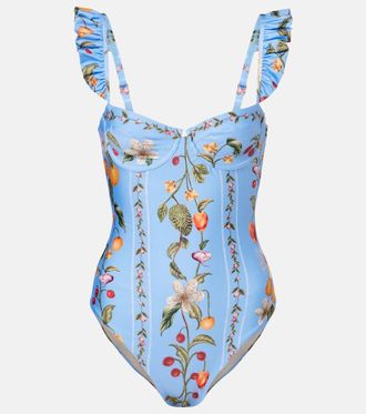 Agua Bendita Ajonjoli printed ruffled swimsuit