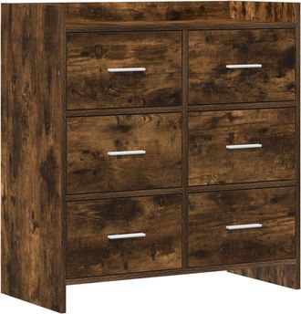 vidaXL Aparador Roble Ahumado 75 X 33 X 80 Cm Madera De Ingenier&iacute;a Vidaxl