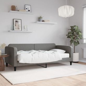 vidaXL Furniture Limited - Sof&aacute; Cama Con Colch&oacute;n Tela Gris Oscuro 90x200