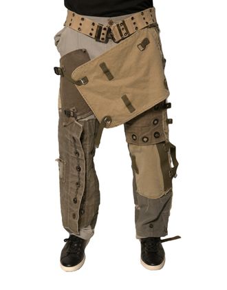 Dolce & Gabbana Mens Multipocket Cargo Pants Distressed Style - Khaki Cotton - Size EU 48 (Mens)