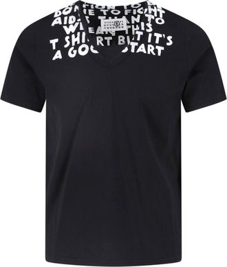 Maison Margiela Black AIDS Cotton V-Neck T-Shirt