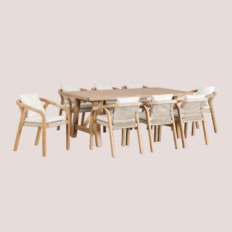Sklum Sklum - Set De Mesa Rectangular 200x100 Cm Y 8 Sillas De Comedor En Madera De Acacia Dubai