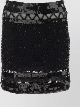 Alberta Ferretti layered mesh mini skirt with intricate embellishments