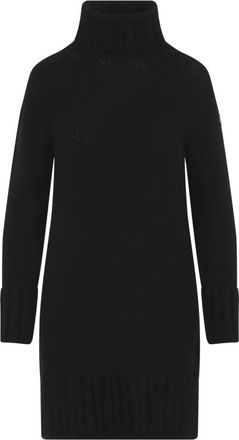 Moncler Logo Ribbed-knit Midi Jurk - Dames - Kleedjes - Zwart - S - Leer - Kleedjes
