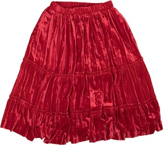 Comme Des Garçons Crush Velvet Tier Frill Trim Skirt - Red
