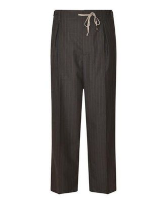 Maison Margiela Pinstripe Wool Drawstring Trousers