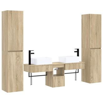 vidaXL Juego De Muebles De Ba&ntilde;o 5 Uds. Roble Sonoma 33 X 34,5 X 160 Cm Vidaxl