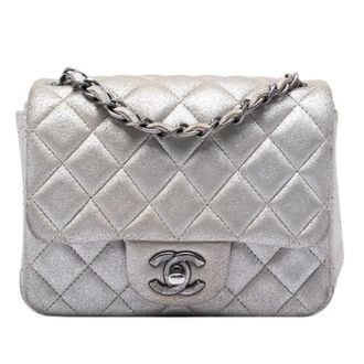 Chanel Pre-owned Vintage Quilted Flap Crossbody - Dames - Pre-owned - Grijs - Maat: ONE Size Leer