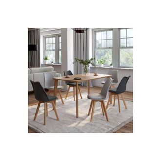 IDMarket Idmarket - Lote De 6 Sillas Escandinavas Sara, Mezcla De Colores Gris Oscuro X3 Y Gris Claro X3