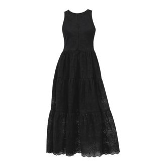 HUGO BOSS C Denvia Maxi Jurk - Dames - Maxi kleedjes - Zwart - 2XL - Katoen - Kleedjes