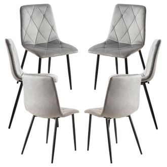Regalos Miguel Packs Sillas Comedor - Pack 6 Sillas Lyke Terciopelo - Gris Claro