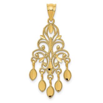 Diamond2Deal 14k Yellow Gold Polished Diamond-cut Chandelier Pendant