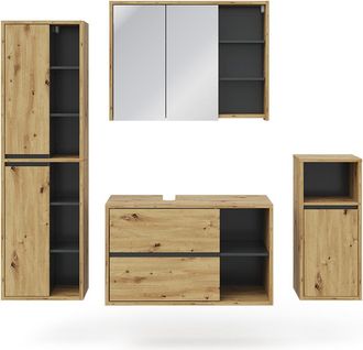 Vicco Conjunto De Muebles De Ba&ntilde;o Viola, Marr&oacute;n, 4 Piezas