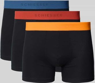 Schiesser Slim Fit Trunks mit Logo-Detail im 3er-Pack in Black, Gr&ouml;&szlig;e XXL