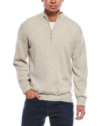 Brodie Ribbed Wool & Cashmere-Blend 1/4-Zip Mock Neck Sweater