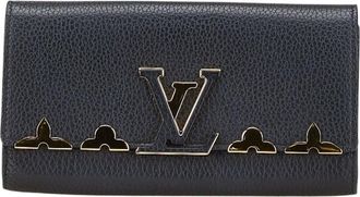 Louis Vuitton Black Noir Leather Long Wallet (Bi-Fold) (Pre-Owned)