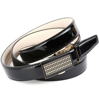 Anthoni Crown Lederg&uuml;rtel ANTHONI CROWN, Damen, Gr. 100, schwarz, Leder, unifarben, G&uuml;rtel Lederg&uuml;rtel, Schmaler Business-Lacklederg&uuml;rtel, Glasschliesse