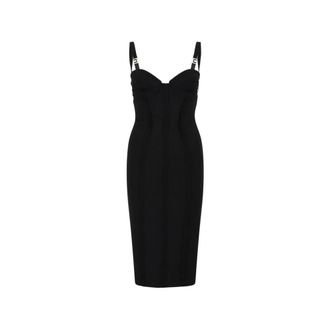 Elisabetta Franchi Midi Dresses, female, Black, Size: XL Bustier Midi Dress