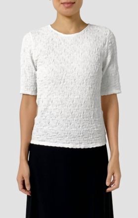 Eileen Fisher Crew Neck Snug Top In Ivory