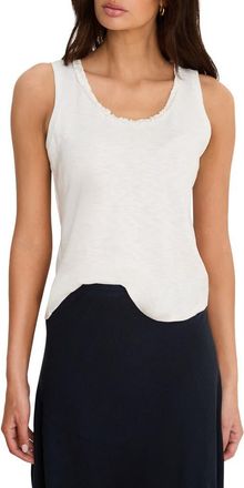 Nic+Zoe Ruffle Neck Tank in Paper White at Nordstrom, Size Xx-Large