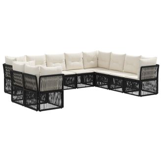 vidaXL Conjunto De Sof&aacute;s De Jard&iacute;n 10 Pcs Negro Rat&aacute;n Sint&eacute;tico Vidaxl