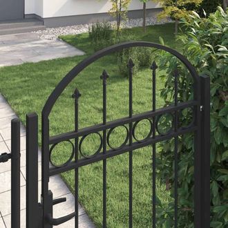 Berkfield Home Elegant Fence Gate with Arched Top Steel 100x175 cm Black