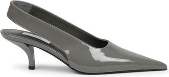Toteme Pointed-Toe Glossy Leather Slingback Pumps