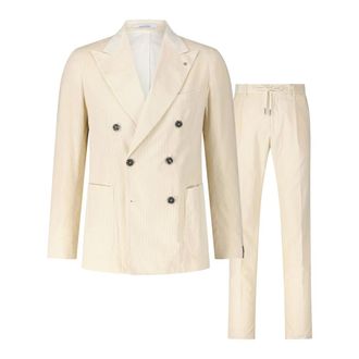 Tagliatore Kostuums, Heren, Beige, L, Tweed, Tweedelig ribfluwelen pak