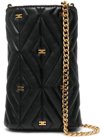 Elisabetta Franchi &Eacute;toile quilted phone case - Black