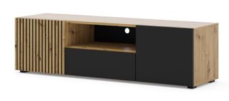 AKL FURNITURE Mueble para TV efecto madera Crema y Negro