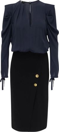 Pinko Omelette Jurk - Dames - Casual kleedjes - Blauw - M - Leer - Kleedjes
