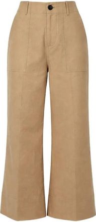 Liu Jo High-waisted Broeken - Dames - Wijde Broeken - Beige - L - Katoen - Broeken