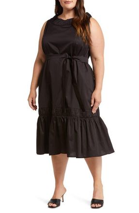 Harshman Naveen Belted Midi Dress in Black at Nordstrom, Size 2X