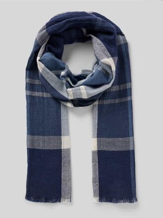 Christian Berg Schal aus reiner Baumwolle mit Fransenabschluss in Rauchblau, Gr&ouml;&szlig;e 1