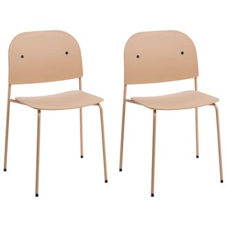 Beliani Conjunto De 2 Sillas De Comedor Y Cocina Asiento Sint&eacute;tico Estructura De Metal Beige Windust