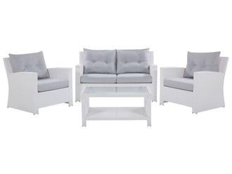 Beliani Conjunto de jard&iacute;n con mesa 4 plazas blanco