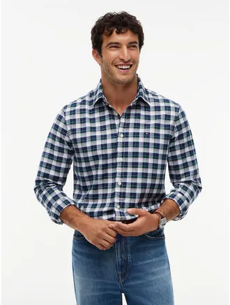 Tommy Hilfiger Mens Regular Fit Tartan Oxford Shirt - Ornamental Green - XXXL