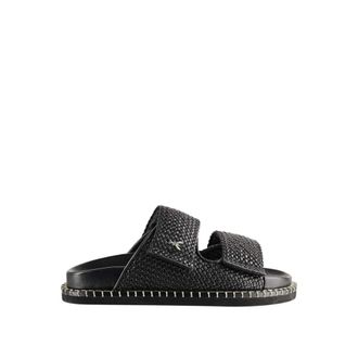 Patrizia Pepe Patrizia Pepe, Sliders, female, Black, Size: 7 US Handwoven Leather Black Sandals