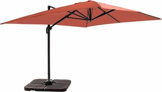 Oviala Parasol 4x3m 360&deg; incl. + 4 losetas para llenar terracota