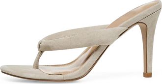 Generic Beige,6.5 UK,Womens Suede flip-Flops Peep Open Toe Stiletto High Heels Slip On Pumps Summer Backless Party Wedding Dress Mules Shoes