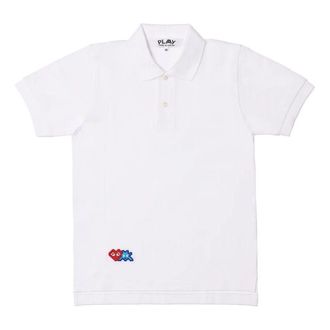 Comme Des Gar&ccedil;ons SS25 x Invader Pixel Heart Polo Shirt White AZ-T336-051-3