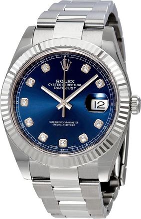 Rolex Pre-owned Rolex Datejust 41 Automatic Diamond Blue Dial Mens Watch 126334BLDO