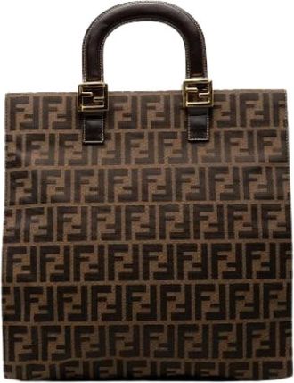Fendi Pre-owned Handbags, female, Brown, Size: ONE SIZE Pre-owned Canvas Tote