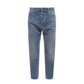 Valentino Jeans, Heren, Blauw, W31, Denim, Denim Broek Met VLogo Signature in Reli&euml;f