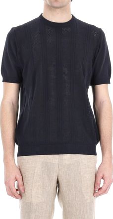 Drumohr Textured Knit Cotton T-Shirt with Ribbed Trims