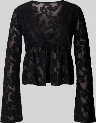 Gina Tricot Langarmbluse mit Schn&uuml;rverschluss in Black, Gr&ouml;&szlig;e XS