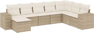 vidaXL Vidaxl - Juego De Sof&aacute;s De Jard&iacute;n Con Cojines Beige 8 Pzas Rat&aacute;n Pe