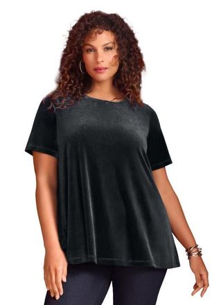 Roaman's Velour Swing Tee in Black at Nordstrom, Size 36