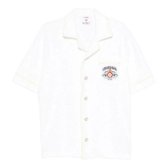 Casablanca Short Sleeve Shirts, male, White, Size: M Monogram Towelling Short Sleeve Shirt