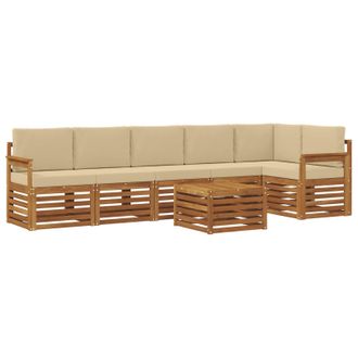 vidaXL Conjunto De Sof&aacute; Seccional Con Coj&iacute;n 7 Pcs Natural Y Beige Vidaxl
